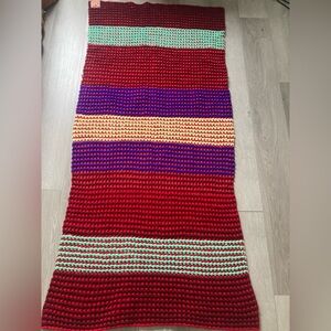 Handmade Multicolor Crochet Throw Blanket - Red, Purple & Mint